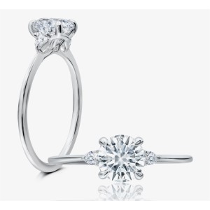 Peter Storm 14kt White Gold Round And Pear-shaped Diamond Engagement Ring
