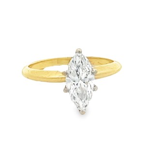 Estate 14kt Yellow Gold 1.15 Carat Marquise Cut Diamond Solitaire Engagement Ring