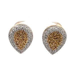 Estate 14kt Yellow Gold White And Yellow Diamond Pave Earrings