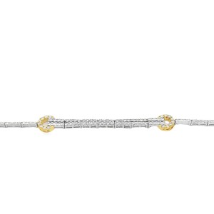 Estate 14kt White Gold Double Row Diamond Circle Bracelet