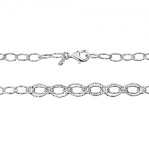 Sterling Silver Long Twisted Oval Link Necklace