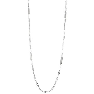 Charles Garnier Sterling Silver Paperclip Chain With Double Sided CZ Bars