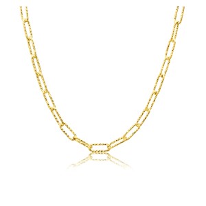Peter Storm "Tessuto Colori" Yellow Gold Finish Sterling Silver 18"  Diamond Cut Paperclip Necklace