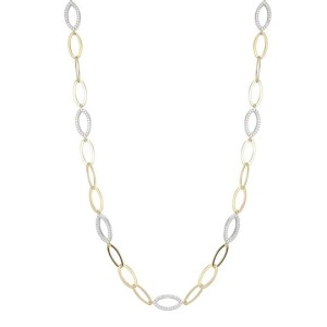 Charles Garnier 18kt Yellow Gold Over Sterling Silver And CZ Marquise Link Necklace