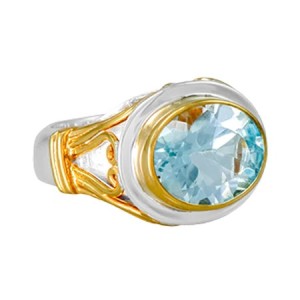 Michou Sterling Silver And 22kt Vermeil Blue Topaz Ring