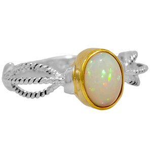 Michou Sterling Silver And 22kt Vermeil Opal Ring