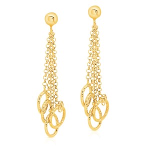Peter Storm "Tessuto Colori" Yellow Gold Finish Sterling Silver Quadruple Circle Dangle Earrings