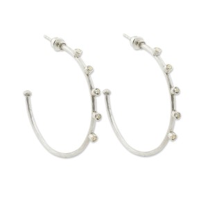 Lika Behar Sterling Silver And White Sapphire Large Hoop Earrings