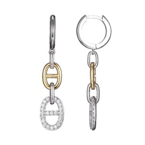 Charles Garnier 18kt Yellow Gold Over Sterling Silver CZ Marina Drop Earrings