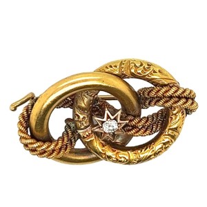 Estate Victorian 14kt Yellow Gold Knot And Rope Brooch