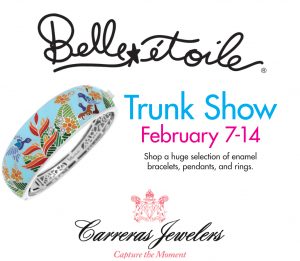 Belle Etoile Trunk Show featuring an enamel hummingbird bracelet