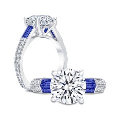 Peter Storm 14kt White Gold Diamond And Sapphire Engagement Ring