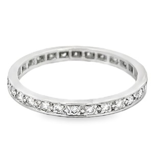 Estate Platinum Channel Bead Set Diamond Eternity Band Ring