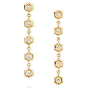 Gumuchian 18kt Yellow Gold And Diamond "Mini B" Dangle Earrings