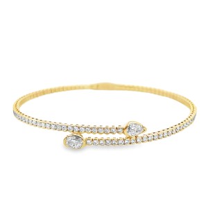 Forever Storm 14kt Yellow Gold Diamond Flexible Bypass Bracelet