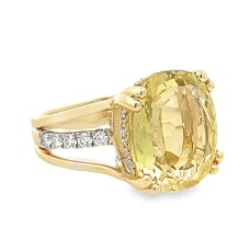 14kt Yellow Gold Yellow Beryl And Diamond Ring