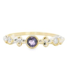 14kt Yellow Gold Amethyst And Diamond Stackable Band Ring