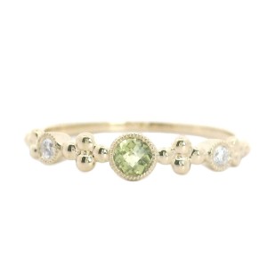 14kt Yellow Gold Peridot And Diamond Stackable Band Ring