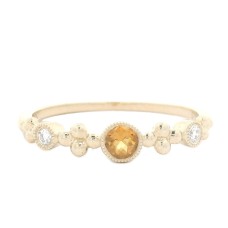 14kt Yellow Gold Citrine And Diamond Stackable Band Ring