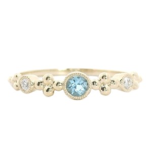 14kt Yellow Gold Blue Topaz And Diamond Stackable Band Ring