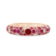 Christophe Danhier 18kt Rose Gold Sapphire, Ruby And Diamond Band Ring.