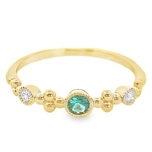 14kt Yellow Gold Blue Topaz And Diamond Stackable Band Ring