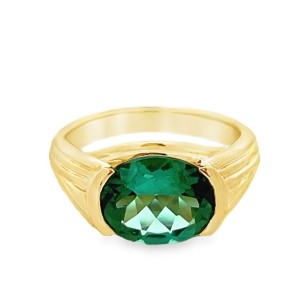 Estate 18tk Yellow Gold Teal Tourmaline Ring