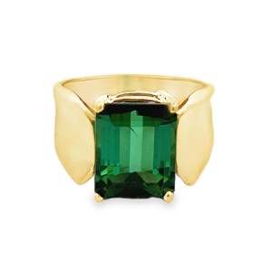 Estate 14kt Yellow Gold Green Tourmaline Ring