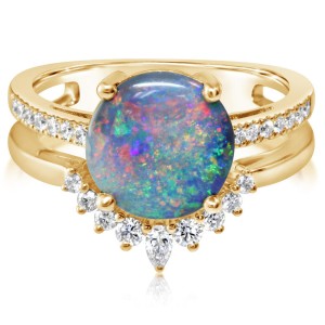 Parle 18kt Yellow Gold Black Opal And Diamond Ring