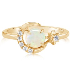 Parle 14kt Yellow Gold Opal And Diamond Ring