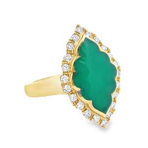 Kabana 14kt Yellow Gold Chrysoprase And Diamond Ring