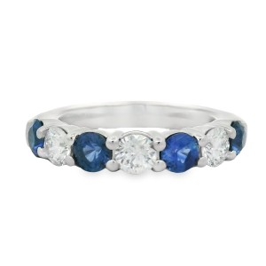 Platinum Sapphire And Diamond Seven-stone Band Ring