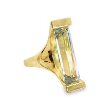 Estate 18kt Yellow Gold Colorless Topaz Ring