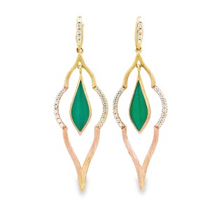 Kabana 14kt Yellow Gold Chrysoprase And Diamond Dangle Earrings