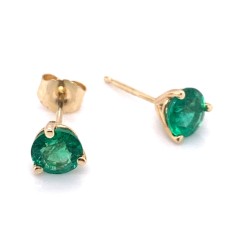 14kt Yellow Gold 0.90-carat Emerald Stud Earrings