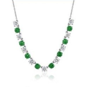 David Kord 14kt White Gold Emerald And Diamond Necklace