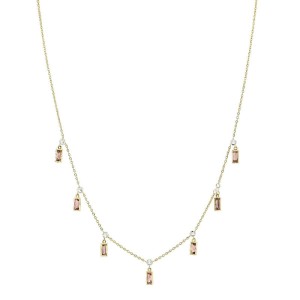 Sloane Street 18kt Yellow Gold Pink Tourmaline And Diamond Dangle Station Necklace