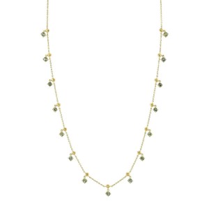 Sloane Street 18kt Yellow Gold Green Sapphire Dangle Station Necklace