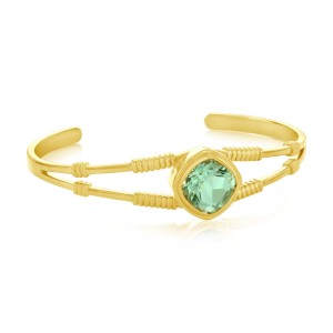 Michou 18kt Yellow Gold Green Amethyst Cuff Bracelet. This 