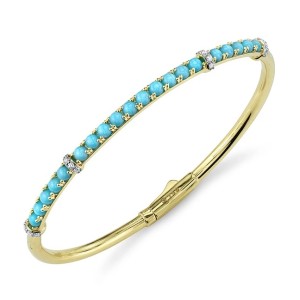 Sloane Street 18kt Yellow Gold Turquoise And Diamond Bangle Bracelet