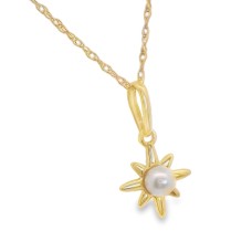 Mastoloni 14kt Yellow Gold Freshwater Pearl Star Burst Pendant Necklace