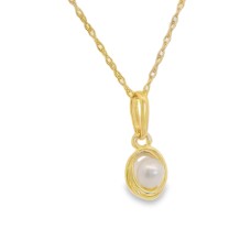 Mastoloni 14kt Yellow Gold Oval Freshwater Pearl Pendant Necklace