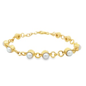 Michou 18kt Yellow Gold Pearl And Diamond "Infinity" Bracelet