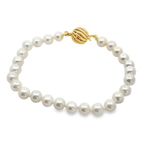 Estate 18kt Yellow Gold Pearl Strand Bracelet