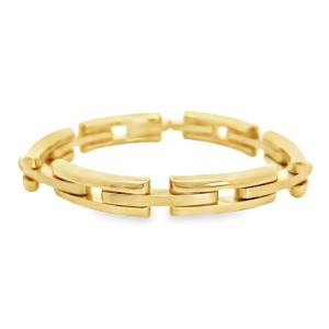 Estate 18kt Yellow Gold Polished And Satin Finish Link Bracelet.