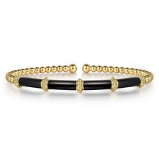 Gabriel & Co. 14kt Yellow Gold And  Black Enamel "Bujukan" Cuff Bracelet