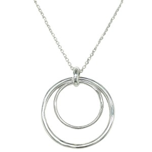 Peter Storm "Tessuto Colori" Sterling Silver Double Circle Pendant Necklace