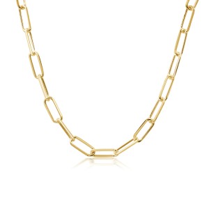 Peter Storm "Tessuto Colori" Yellow Gold Finish Sterling Silver 36"  Polished  Paperclip Necklace