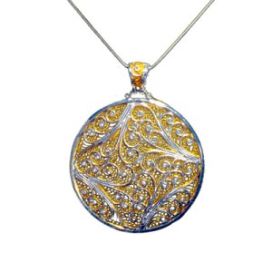 Michou Sterling Silver And 22kt Vermeil Swirl Design Pendant Necklace