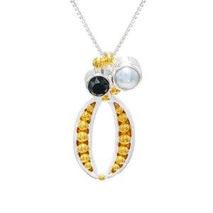 Michou Sterling Silver And 22kt Vermeil Onyx And Pearl Pendant Necklace